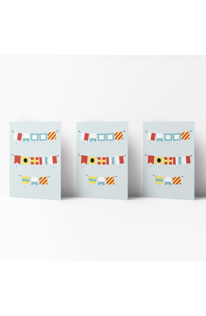 Ramus & Co Happy Birthday Greeting Card Pack (3ct) "HBD Nautical Flags", Main, color, Multi-Pack