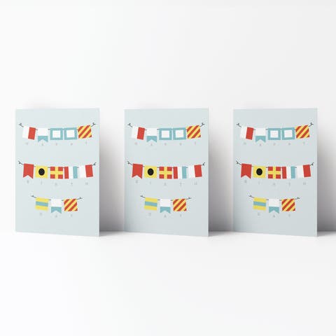 Happy Birthday Greeting Card Pack (3ct) "HBD Nautical Flags"