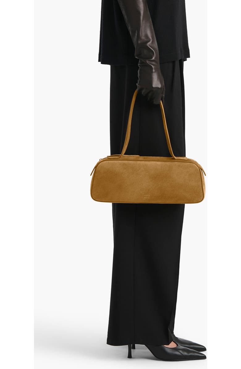 Khaite Simona Suede Shoulder Bag, Alternate, color, Mud