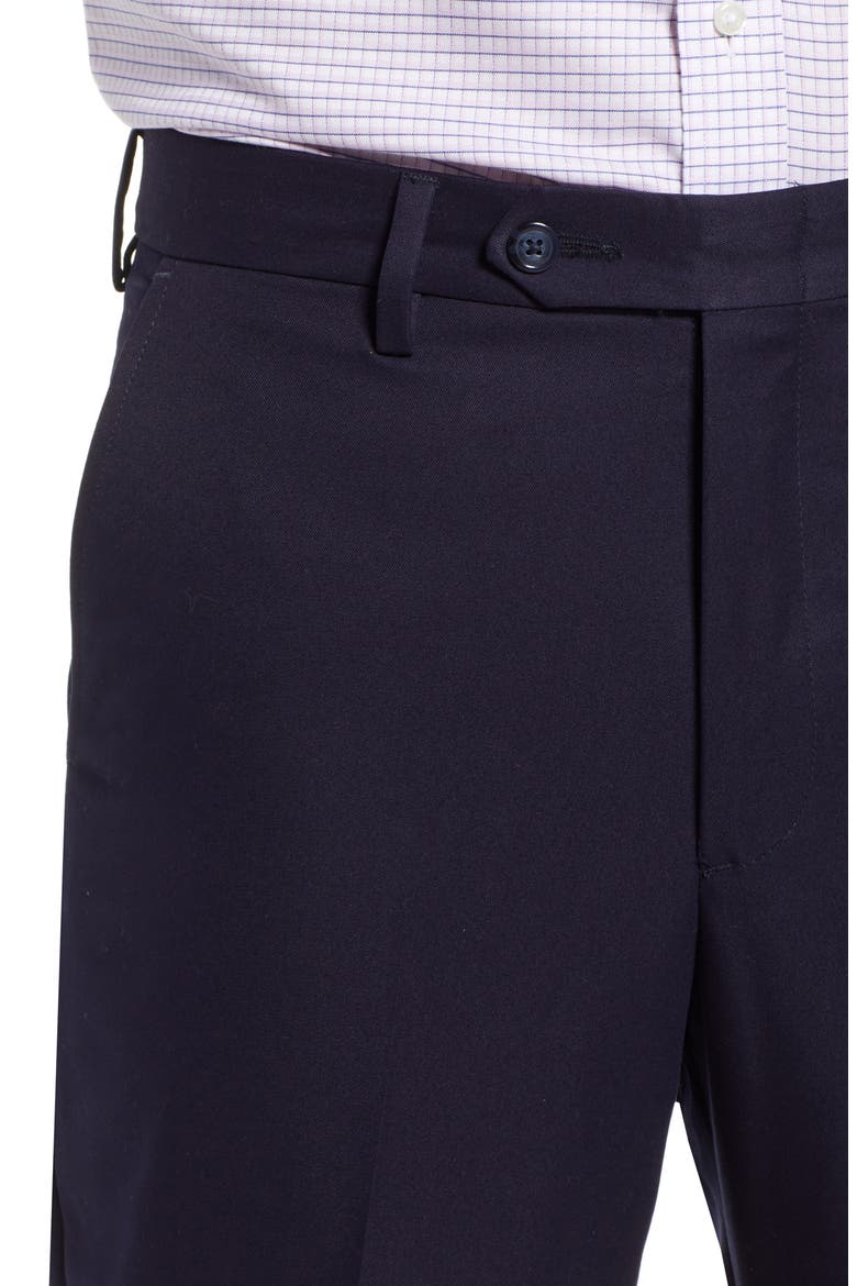 Classic Fit Flat Front Microfiber Performance Trousers, Alternate, color, NAVY