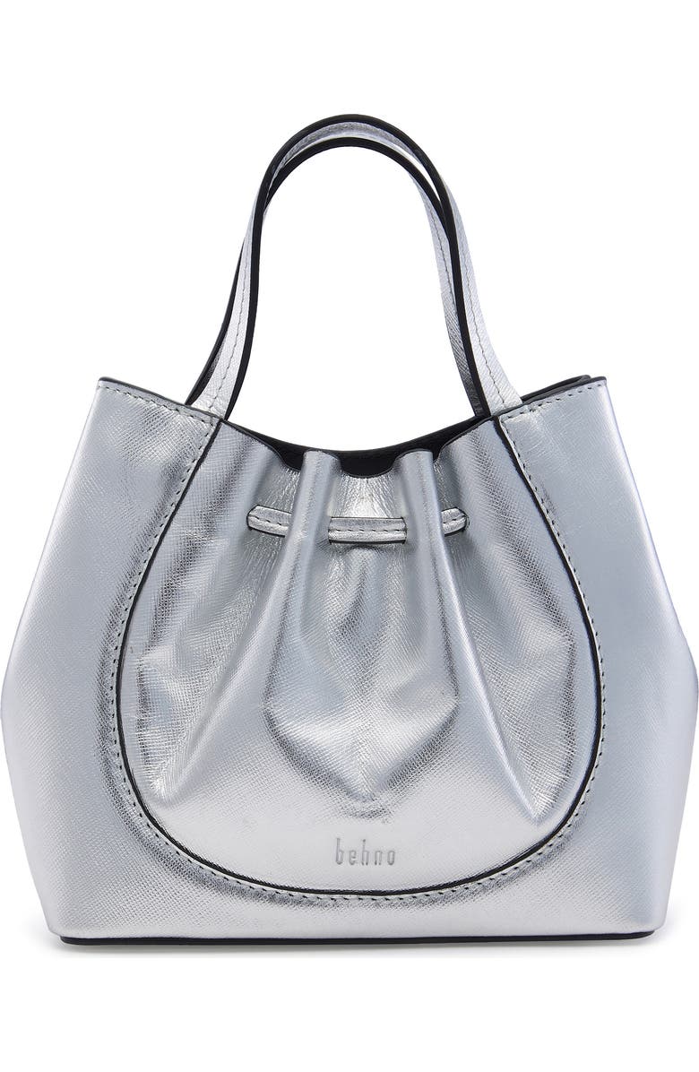 behno Mini Katrina Metallic Leather Crossbody Tote, Main, color, Silver