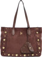 London Fog Faux Suede Studded Tote