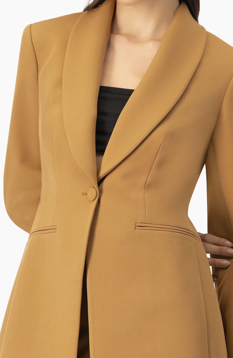 IVONNE Single-Button Shawl Lapel Blazer, Alternate, color, Camel