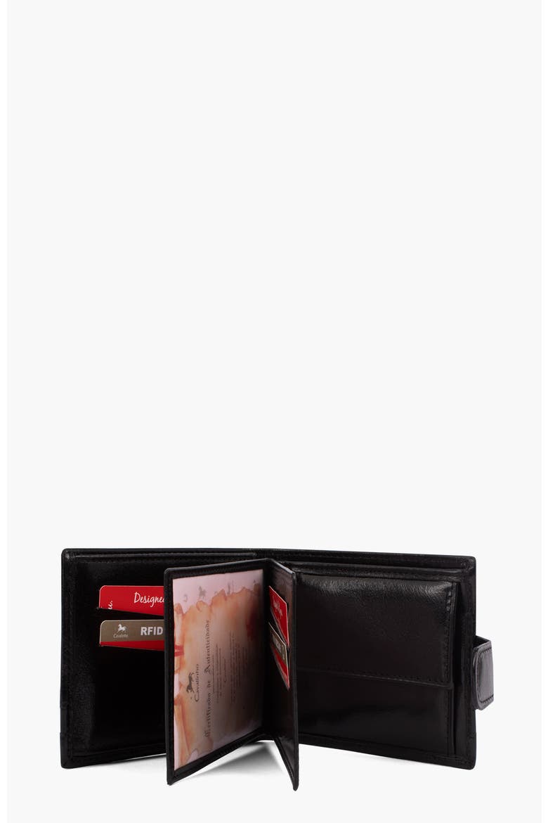 Di Cavallo Trifold Leather Wallet 503, Alternate, color, Black