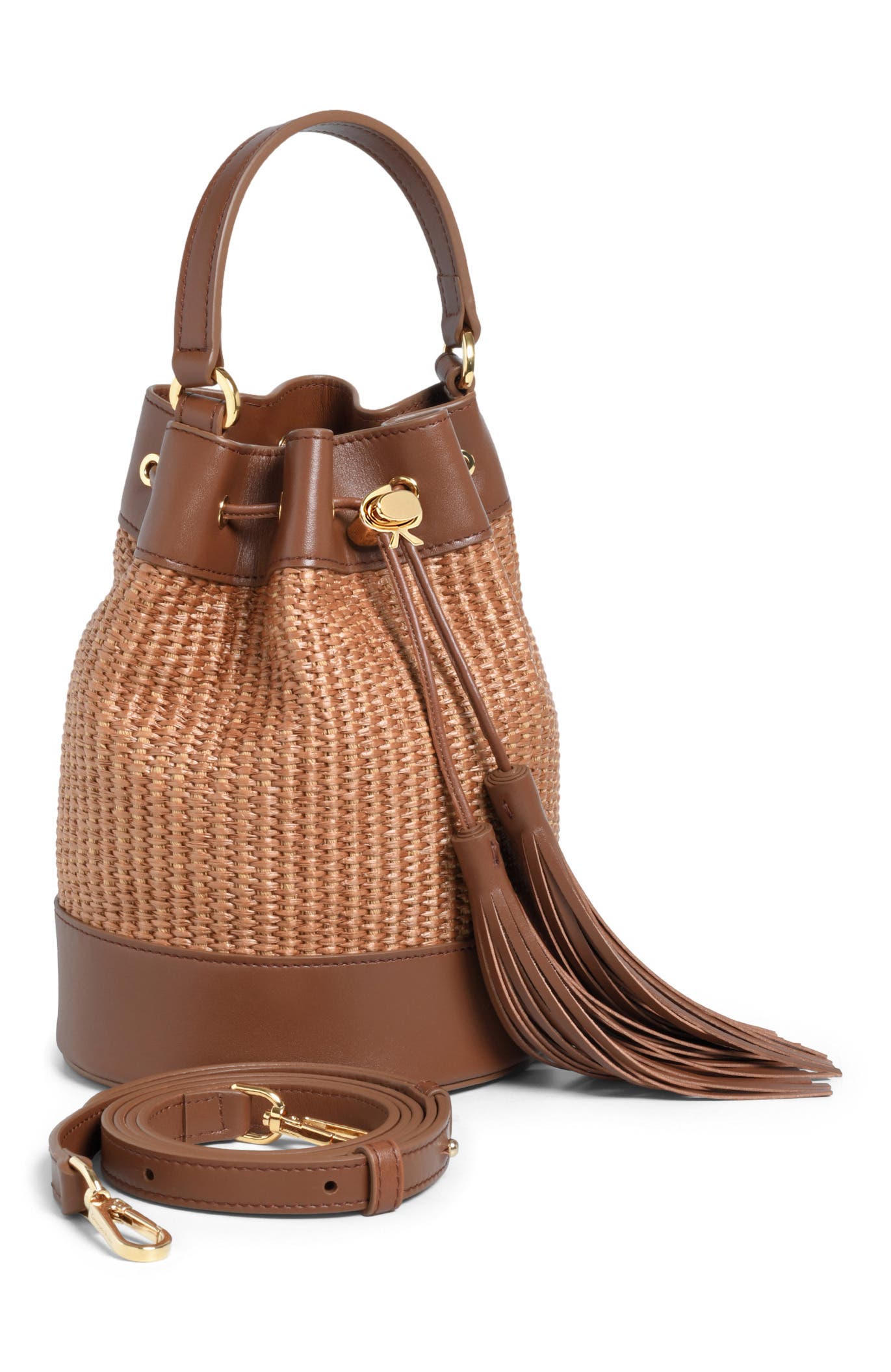 Sienna Bag, Alternate, color, Brown Raffia and Leather