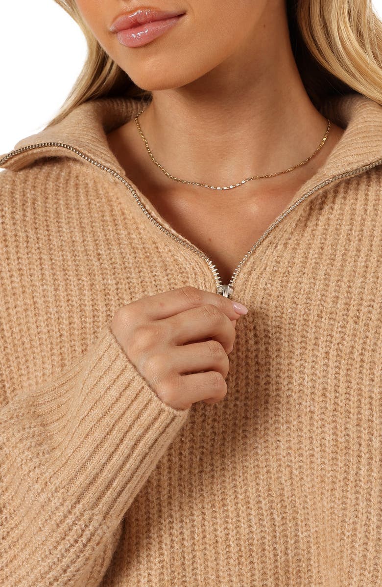 Petal & Pup Miranda Half Zip Rib Sweater, Alternate, color, Beige