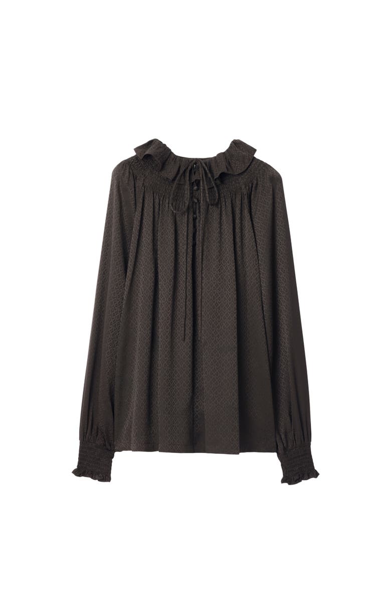 Burberry Geometric Silk Blouse, Alternate, color, Hawk Brown