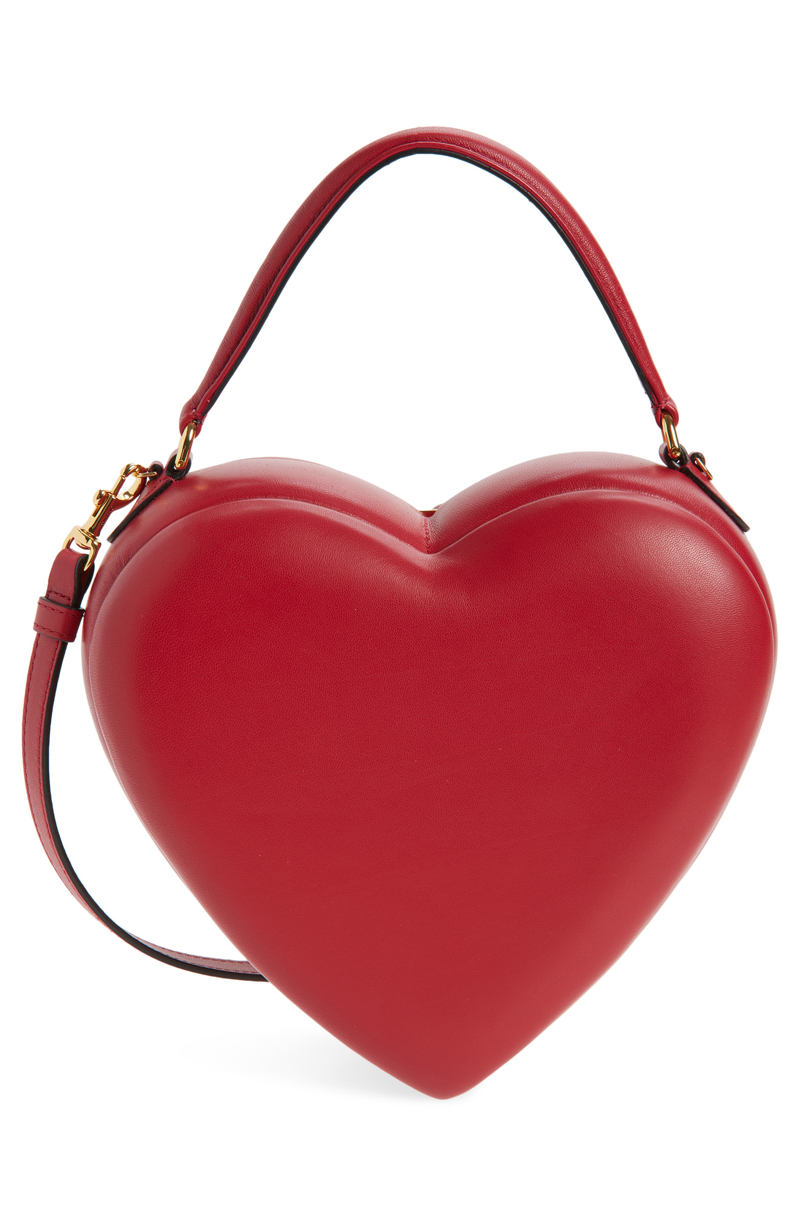 Moschino Love Me Logo Strap Leather Crossbody Bag, Alternate, color, Red 500 Oa0