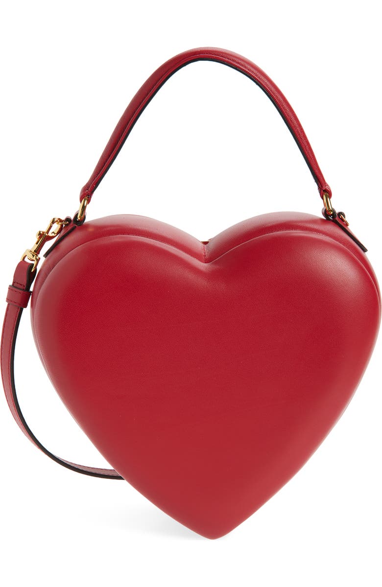 Moschino Love Me Logo Strap Leather Crossbody Bag, Alternate, color, Red 500 Oa0