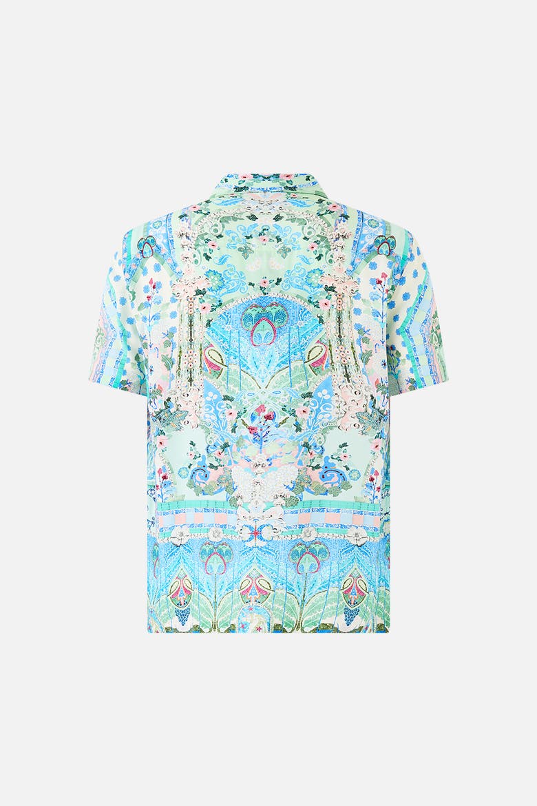 Short Sleeve Camp Collared Shirt, Alternate, color, Midsummer Mosaics