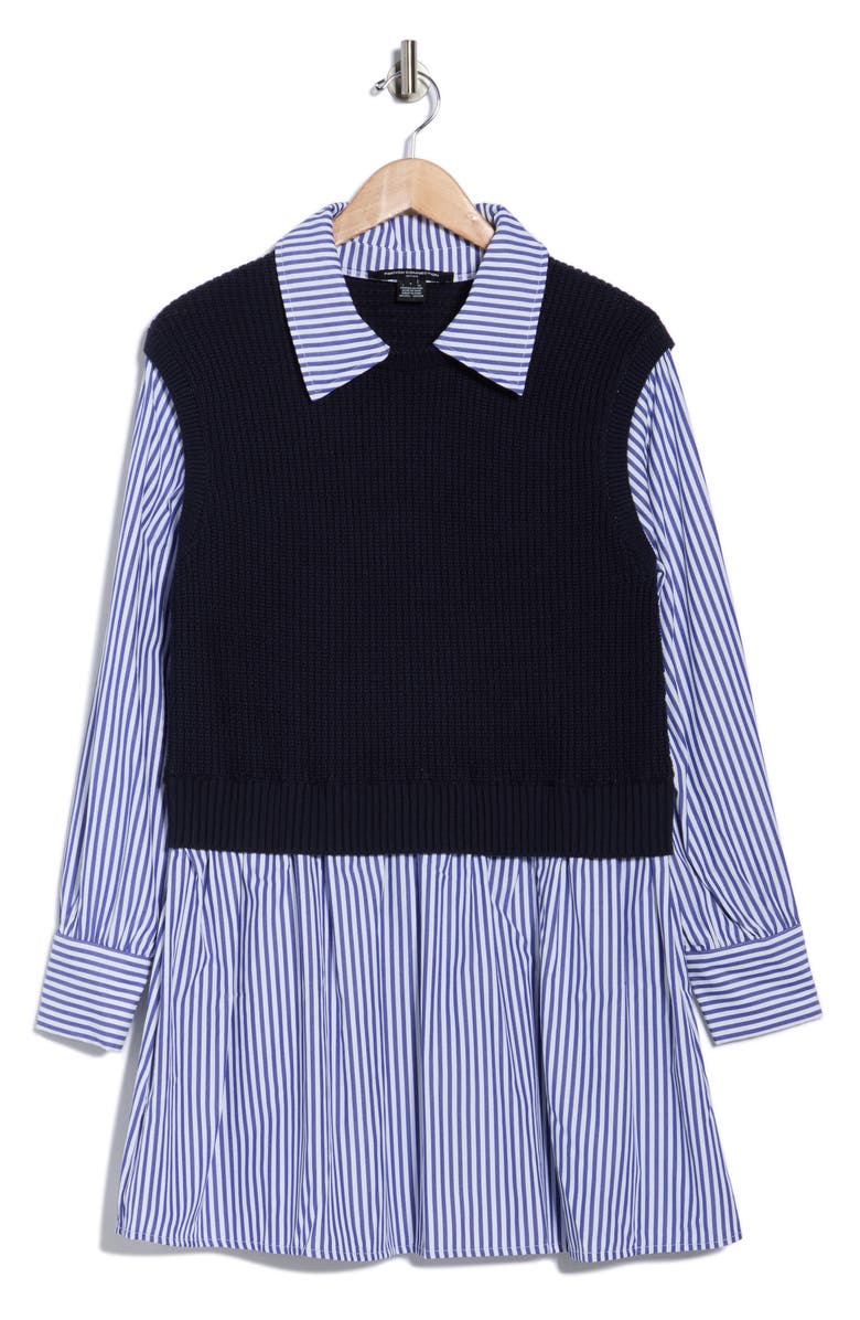 French Connection Open Knit Sweater Dress, Alternate, color, Navy/ Stripe