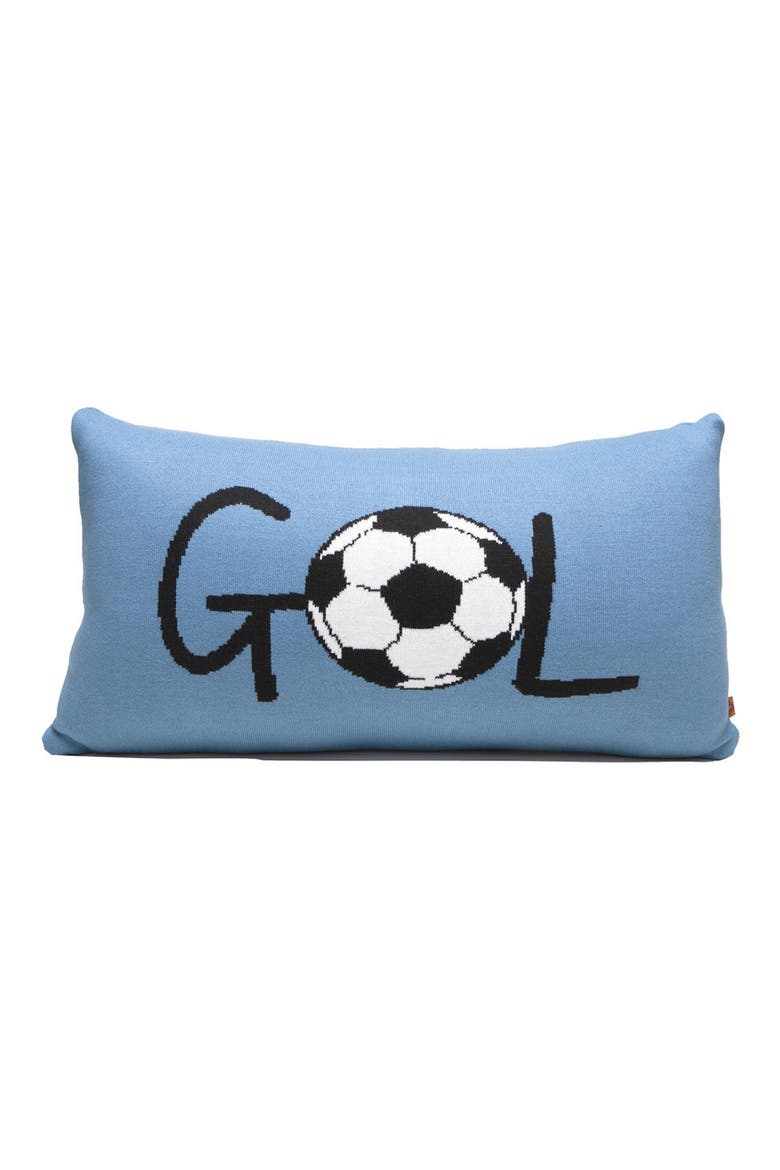 Gol Soccer Rectangular Throw Pillow, Main, color, DARK BLUE