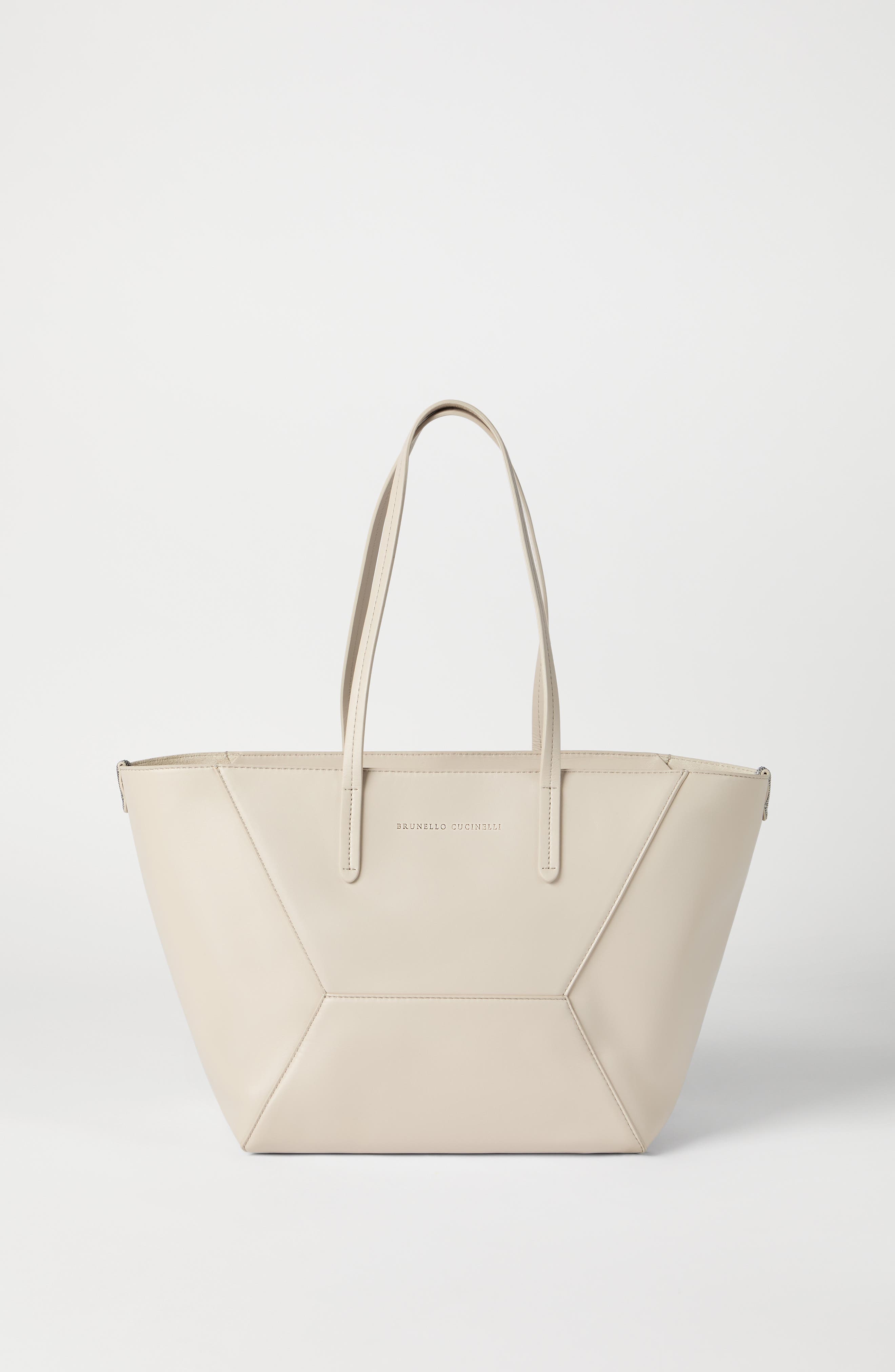 Brunello Cucinelli Calfskin small BC Duo bag, Alternate, color, Ivory