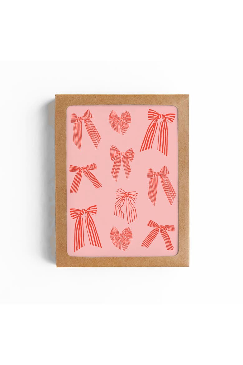 Red Bows Blank Card-Boxed Set of 8 Cards, Main, color, No Color