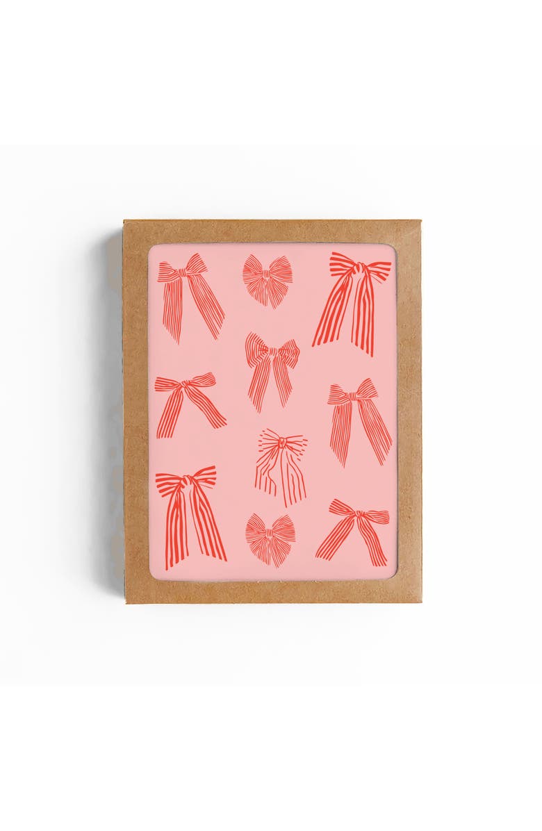 Mellowworks Red Bows Blank Card-Boxed Set of 8 Cards, Main, color, NO COLOR