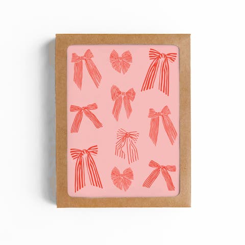 Red Bows Blank Card-Boxed Set of 8 Cards