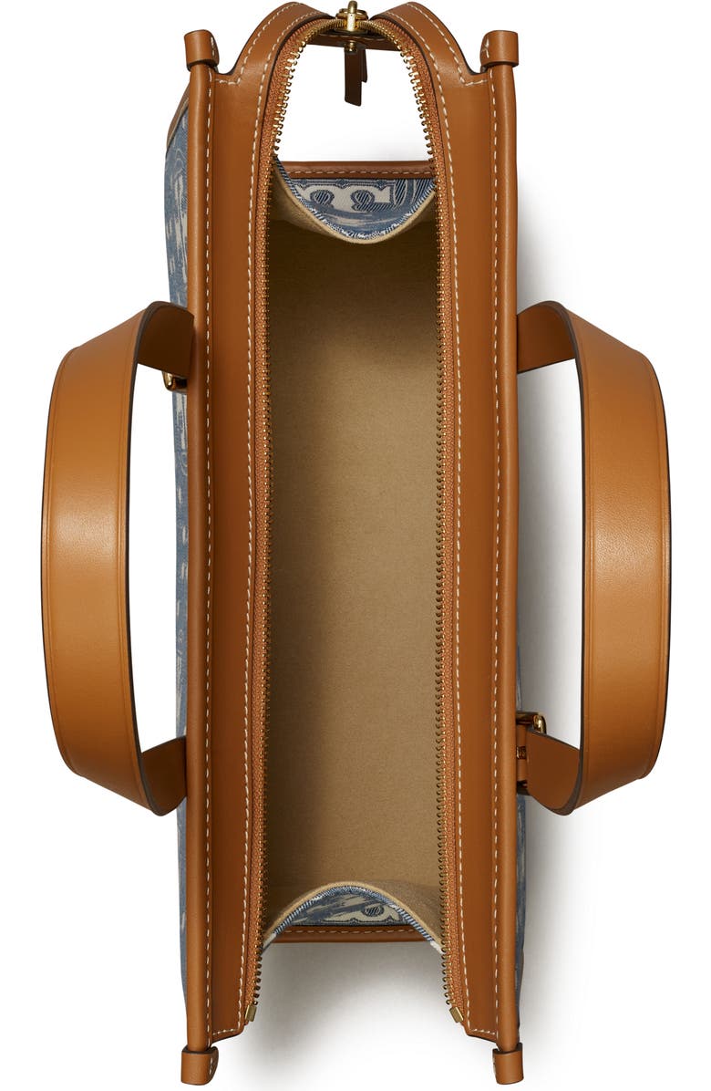 Tory Burch Small T Monogram Denim Tote, Alternate, color,