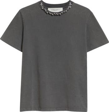 Golden Goose Crystal Embellished Distressed Cotton T-Shirt