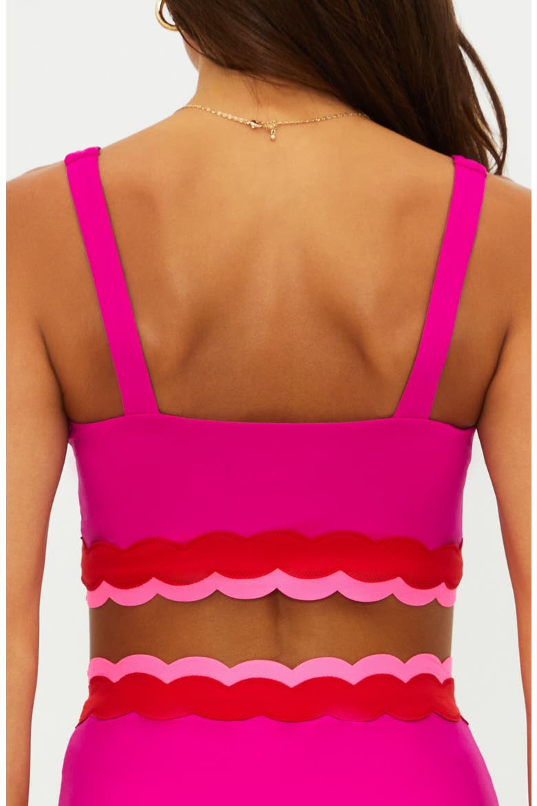 Marin Scallop Colorblock Bikini Top, Alternate, color, FUCHSIA RED NEON PINK WAVE