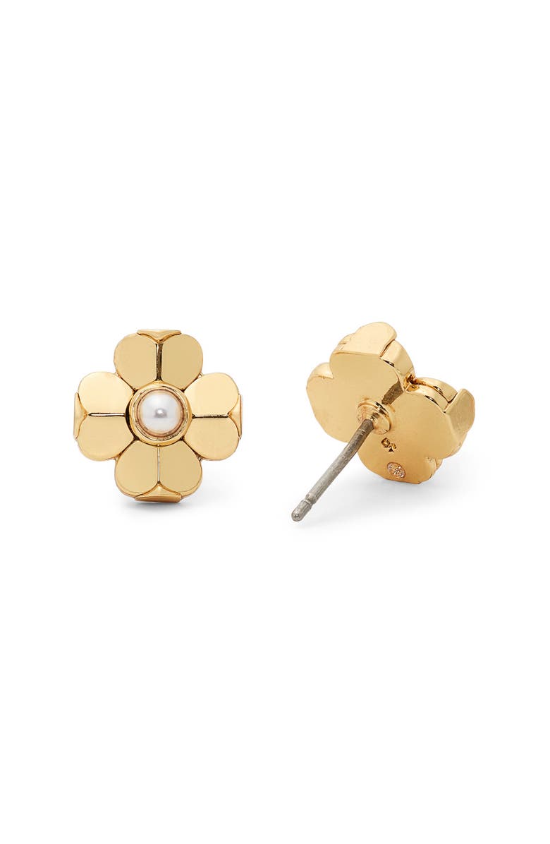 Kate Spade New York flower stud earrings, Alternate, color, Gold/ Cream