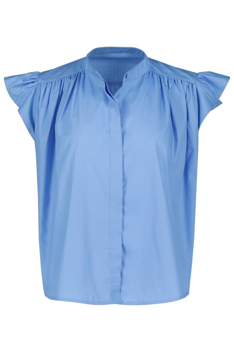Camryn Flutter Sleeve Poplin Top, Alternate, color, Azure