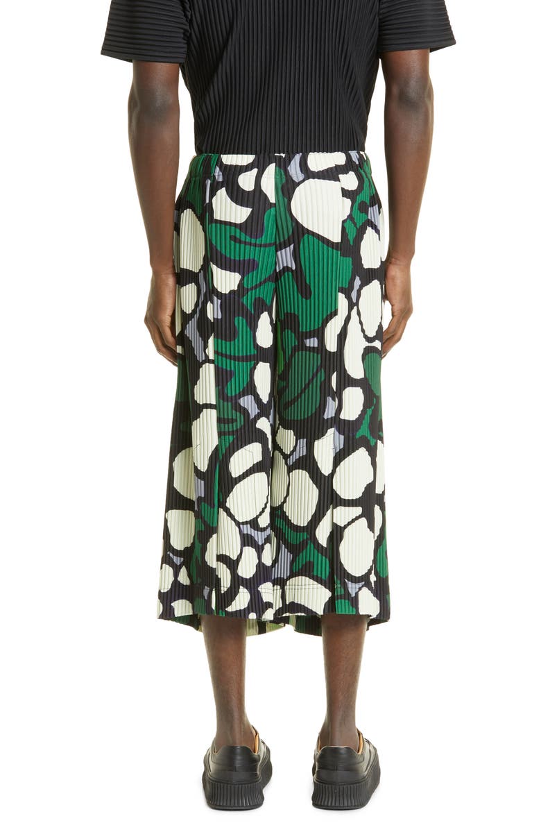 Homme Plissé Issey Miyake Cotton Bolls Floral Pleated Crop Wide Leg Pants, Alternate, color,