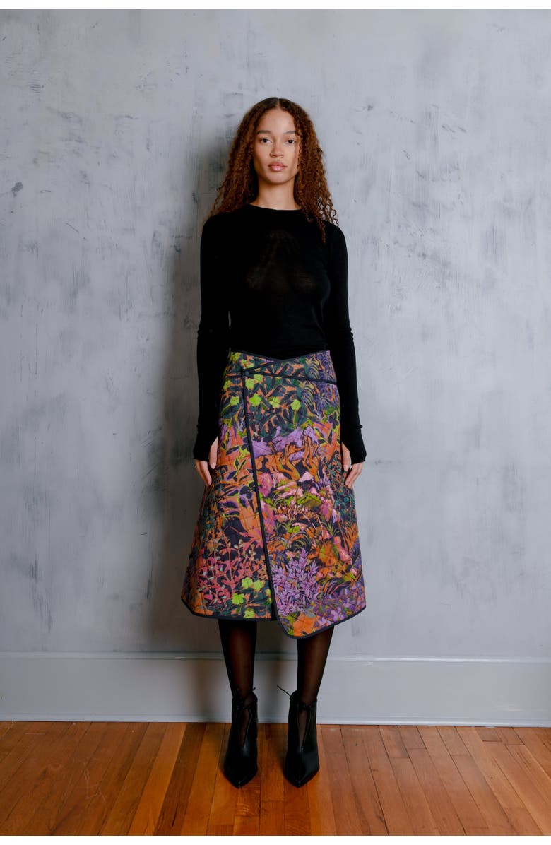 Untitled in Motion Rose A-Line Quilted Midi Wrap Skirt, Alternate, color, Horae