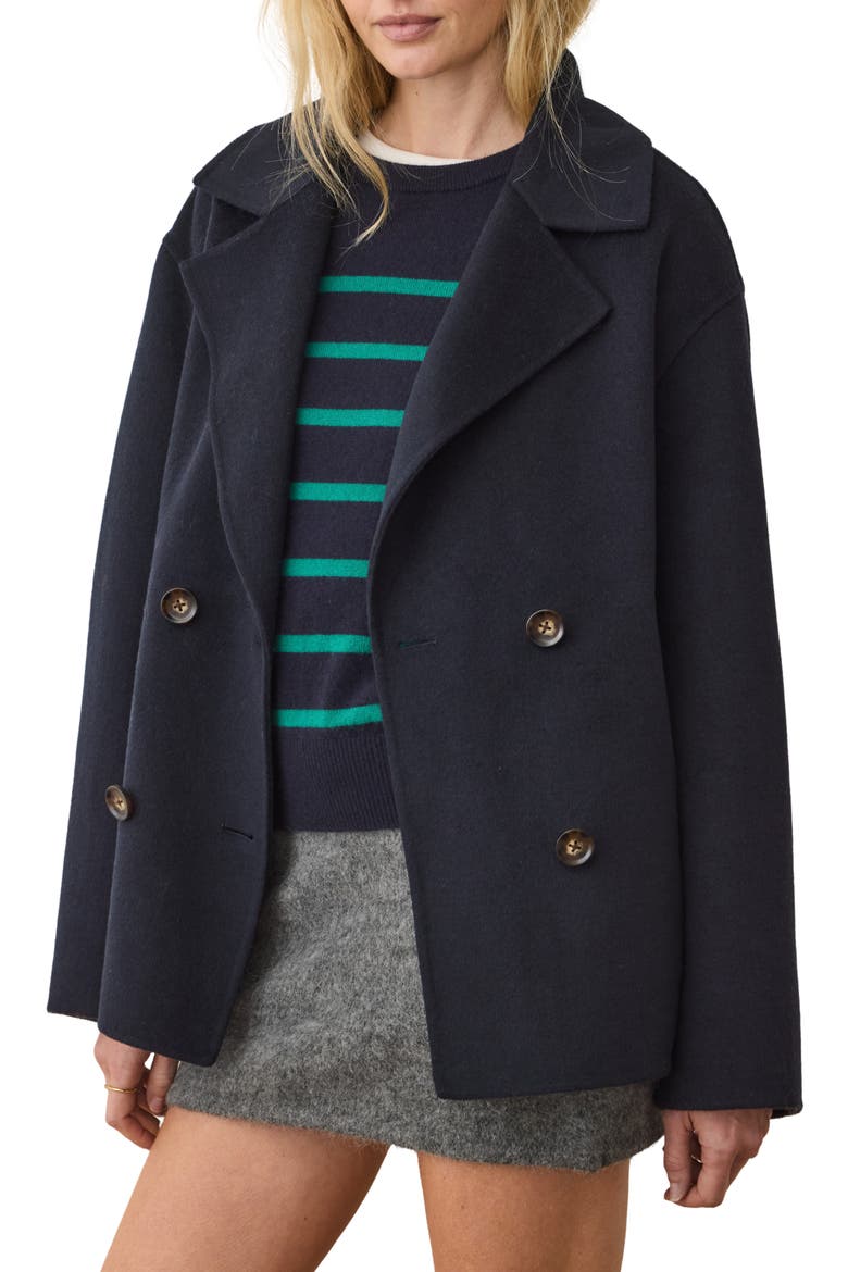 Colette Wool Blend Peacoat, Main, color, NAVY