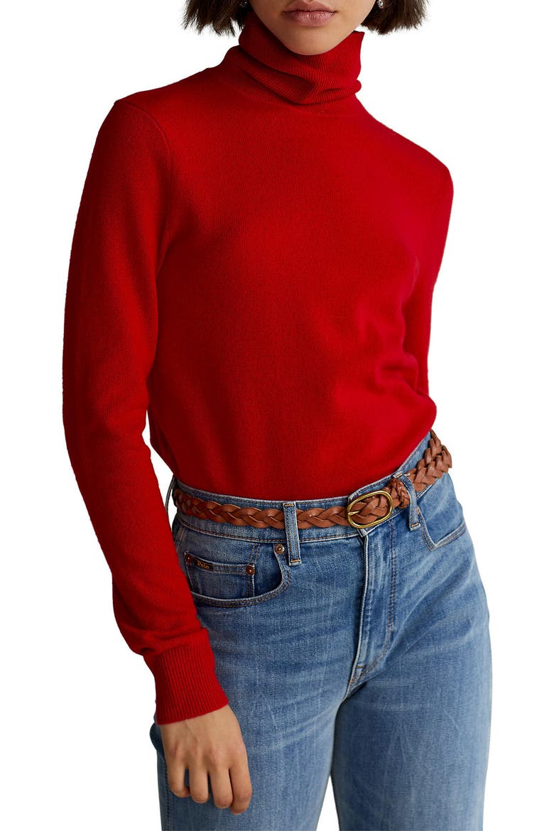 Cashmere Turtleneck Sweater, Main, color, MARTIN RED