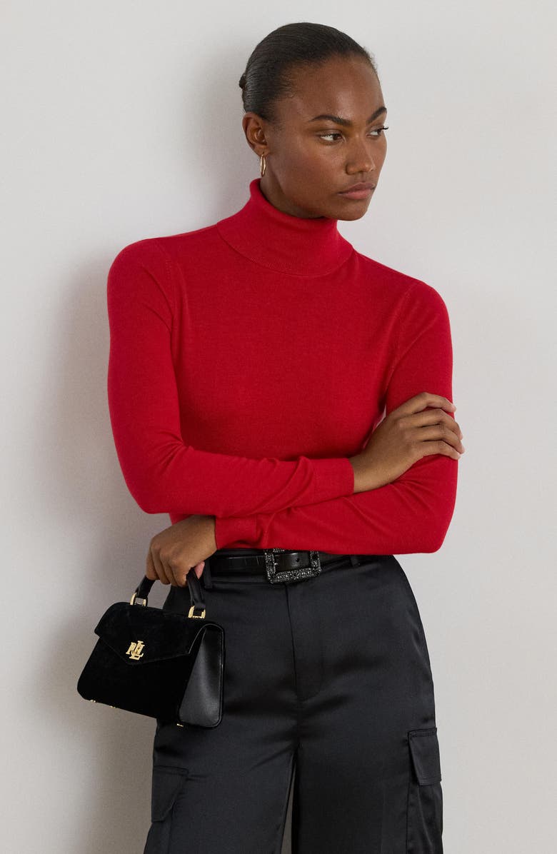 Lauren Ralph Lauren Slim Turtleneck Sweater, Alternate, color, Ralph Red