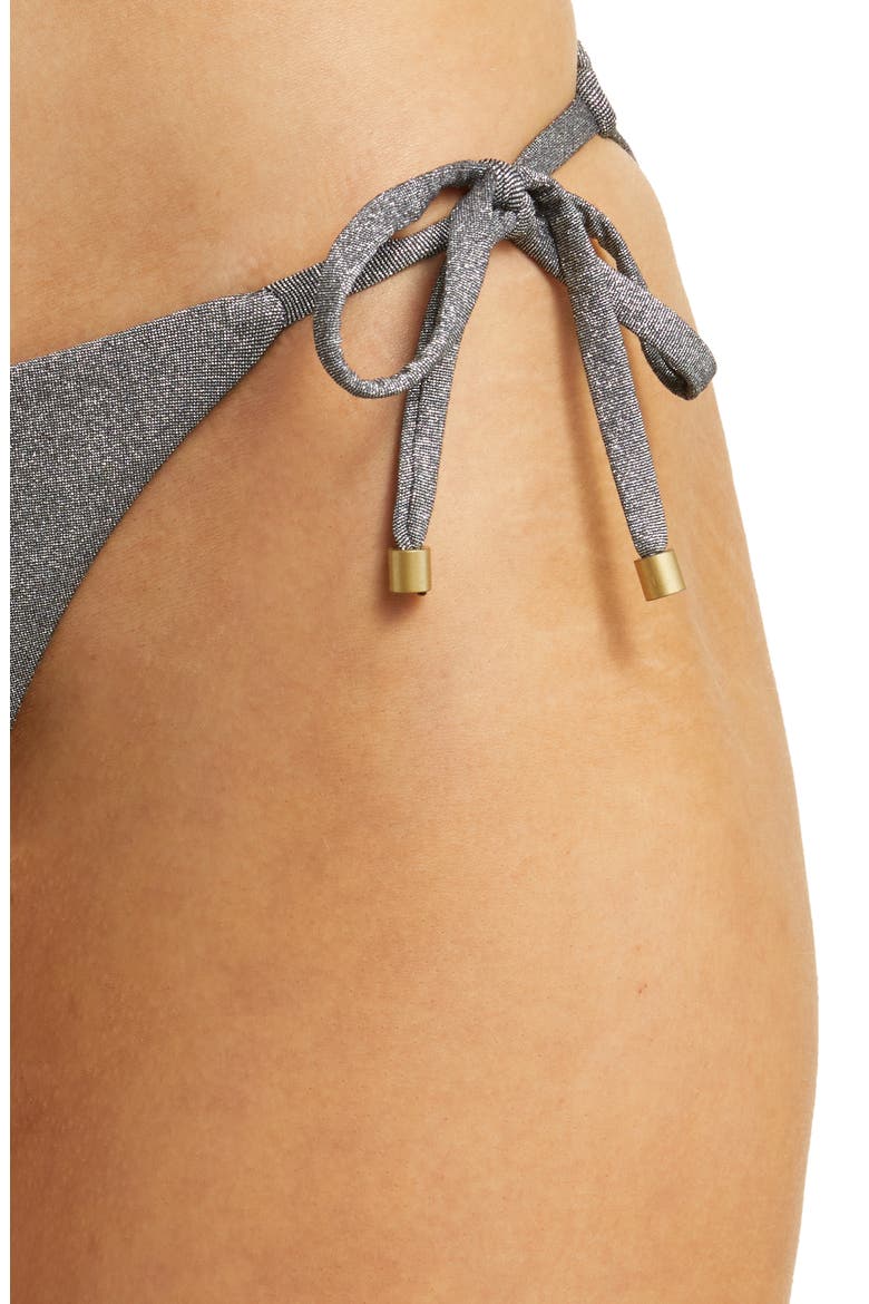 Elle Metallic Side Tie Bikini Bottoms, Alternate, color, TWILIGHT METALLIC
