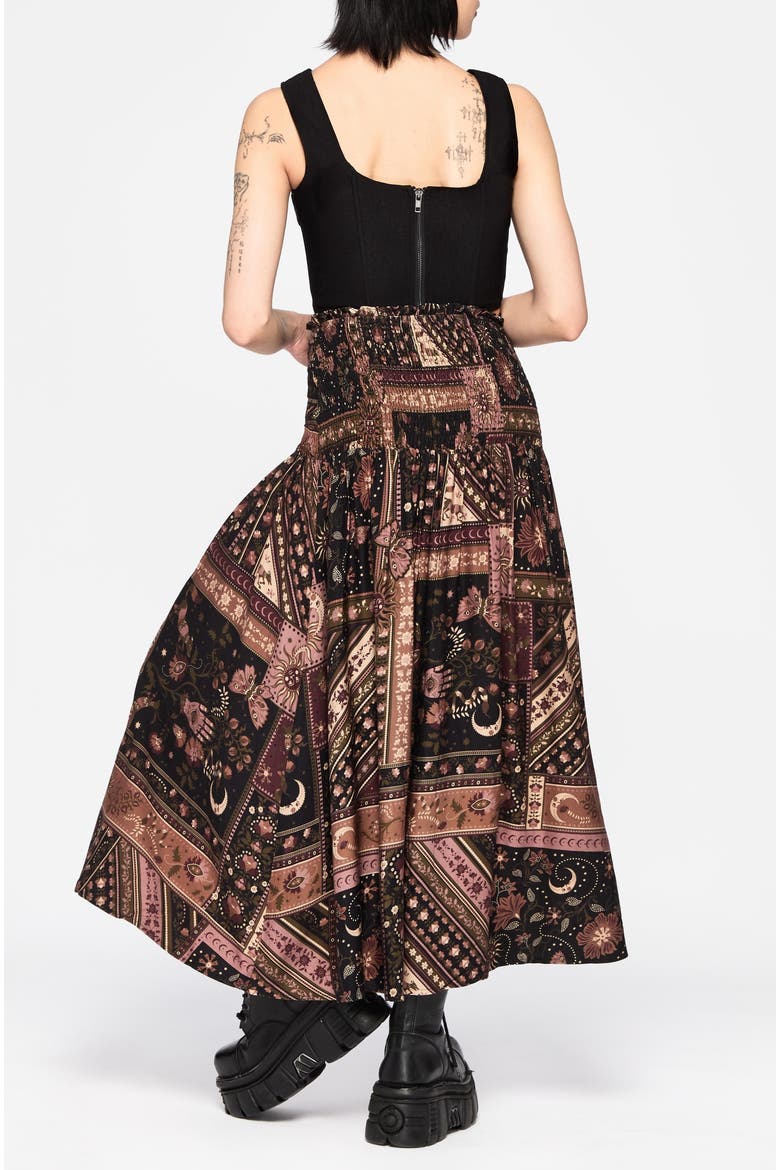 Nola Folk Patchwork Midi Skirt, Alternate, color, Black
