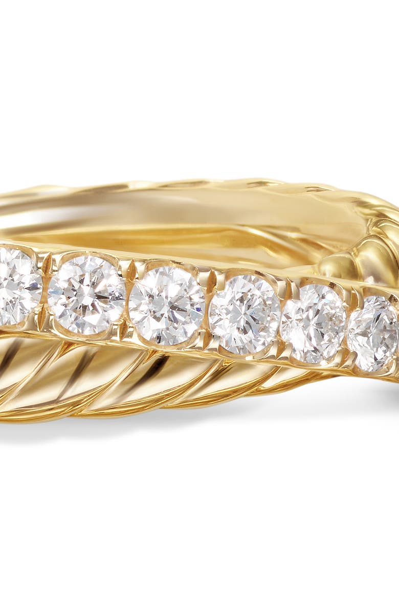 David Yurman Crossover Two Row Ring in 18K Yellow Gold with Diamonds, 5mm, Alternate, color, Yellow