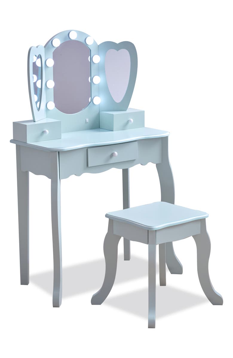 Teamson Kids Fantasy Fields Little Princess Vanity Play Set with LED Mirror, Alternate, color, Blue