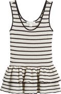 Treasure & Bond Stripe Crochet Tiered Peplum Tank