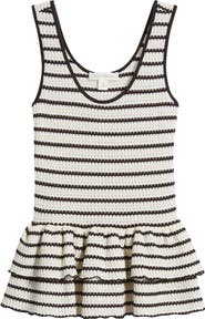 Treasure & Bond Stripe Crochet Tiered Peplum Tank