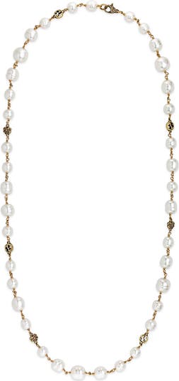 Gucci Interlocking G Imitation Pearl Bead Necklace | Nordstrom
