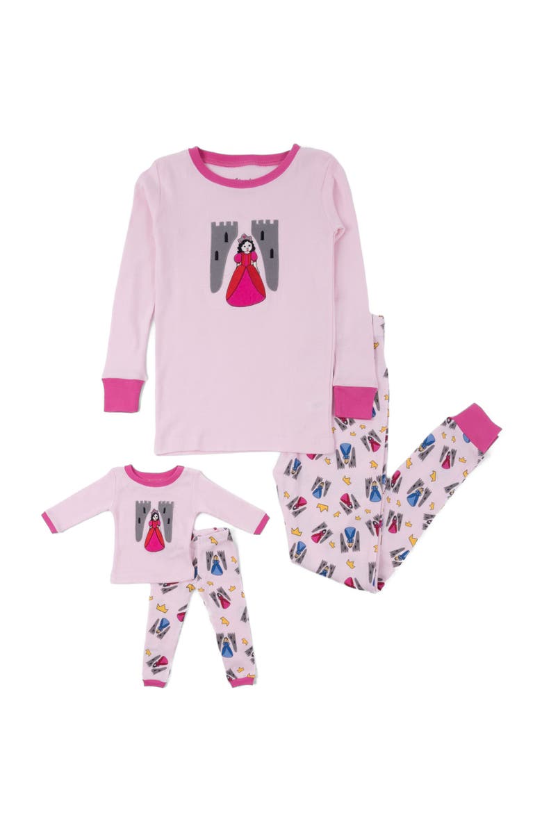 Leveret Girls Matching Doll Printed Cotton Pajamas, Fantasy & Character Prints, Main, color, Princess