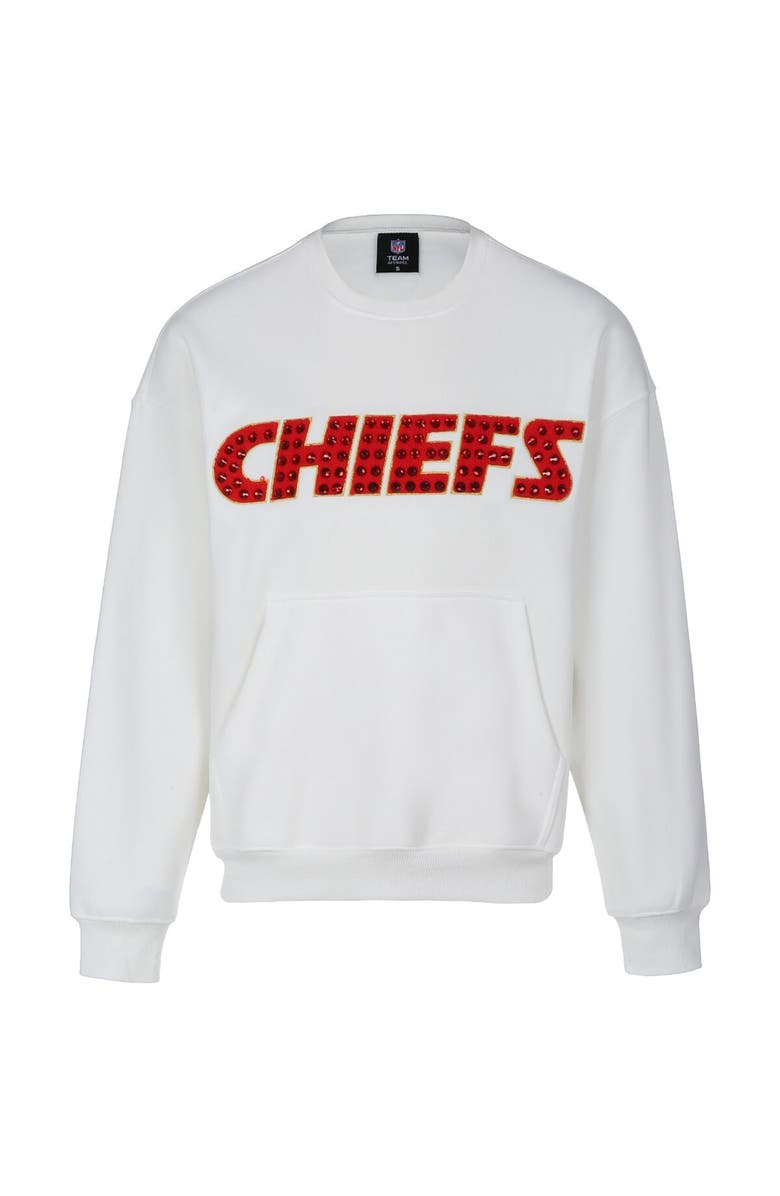 CUCE Women's Cuce White Kansas City Chiefs Chenille Jeweled Sweatshirt, Main, color, White