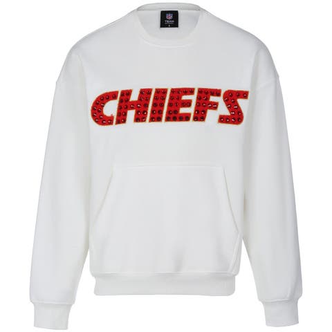 Women's Cuce White Kansas City Chiefs Chenille Jeweled Sweatshirt