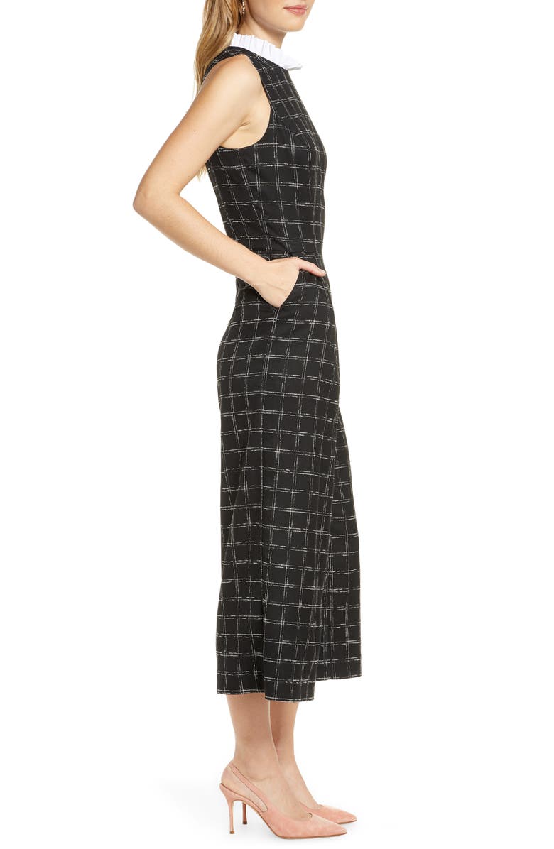 1901 Windowpane Plaid Ruffle Collar Crop Jumpsuit, Alternate, color, 