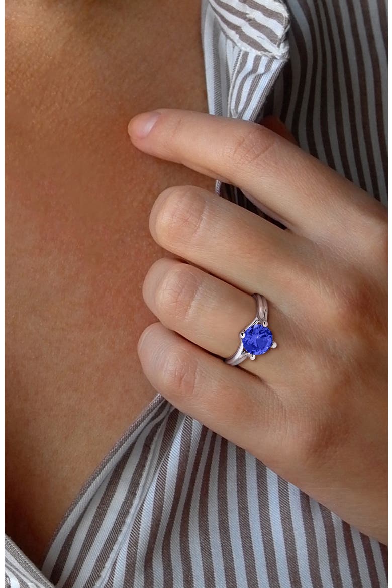 Created Blue Sapphire Solitare Ring, Alternate, color, BLUE