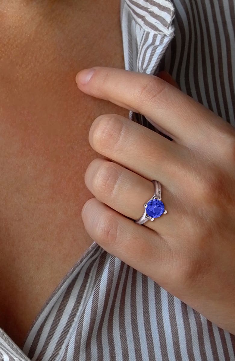 DELMAR Created Blue Sapphire Solitare Ring, Alternate, color, Blue