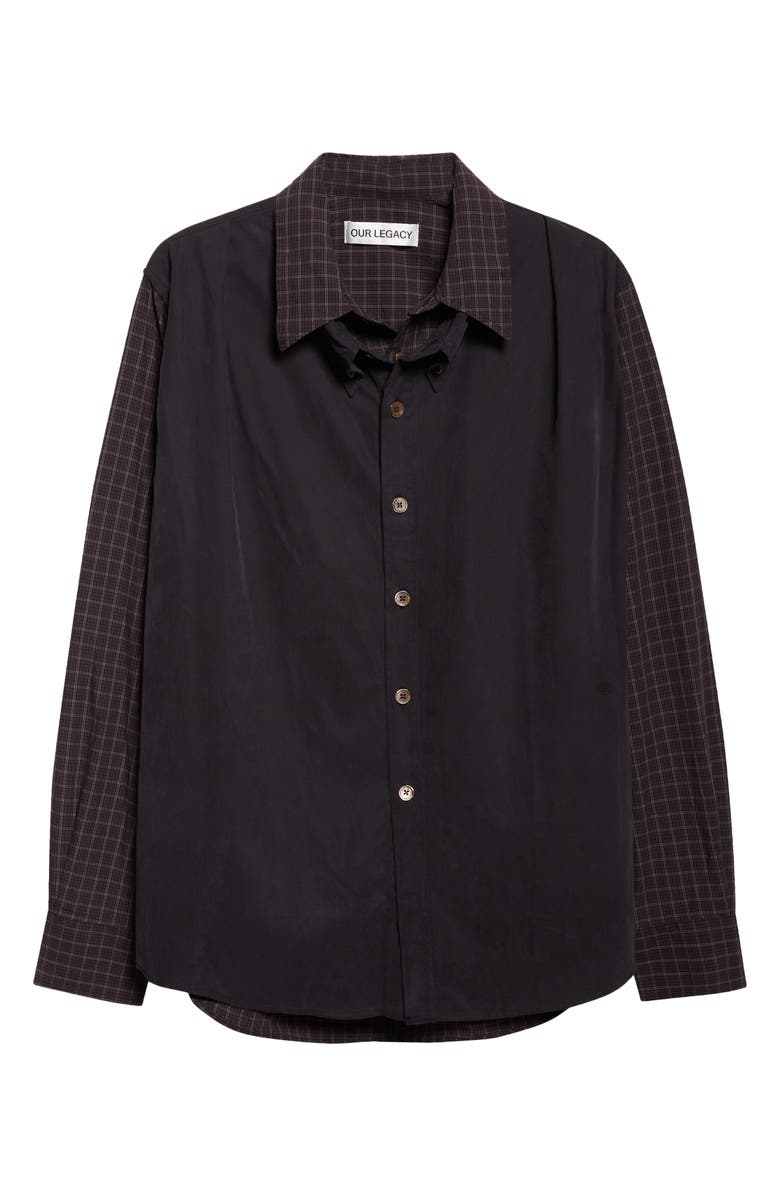 OUR LEGACY Double Borrowed Button-Up Shirt, Alternate, color, Black Faux Lumberjack Check