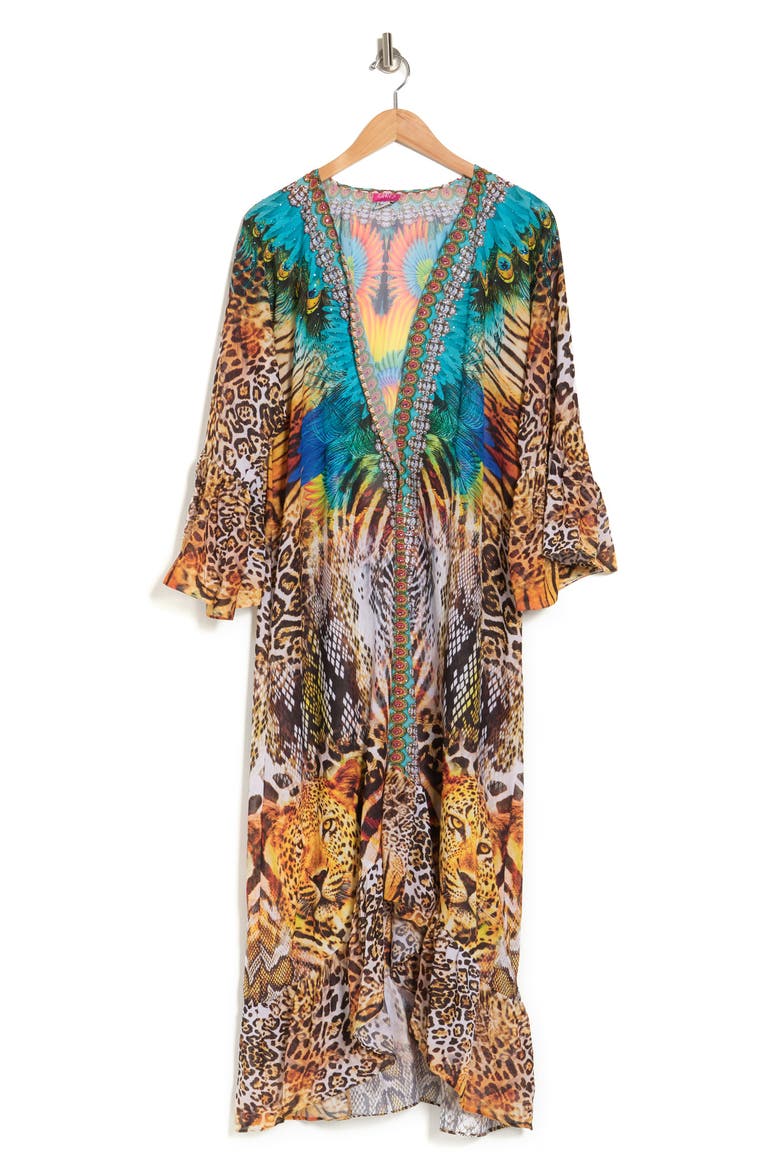 Animal Print Duster, Alternate, color, BROWN