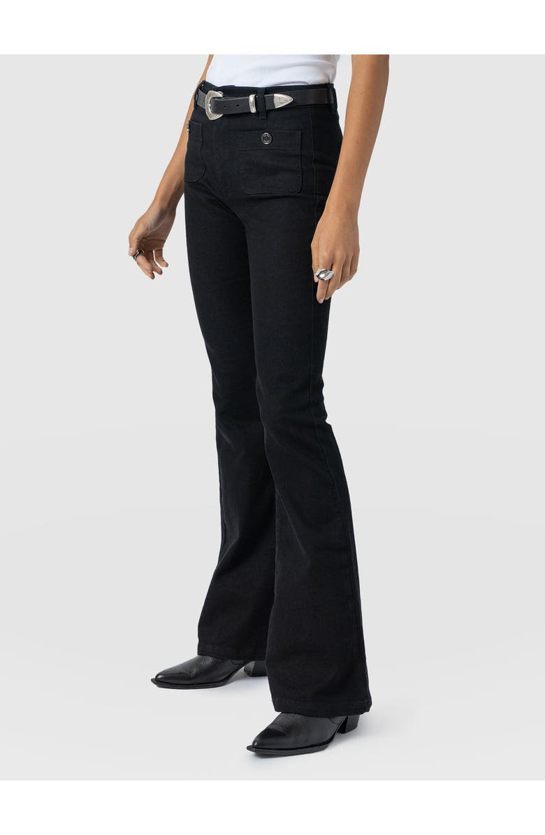 Saint + Sofia Bowie Stretch Flare Jeans, Alternate, color, Jet Black