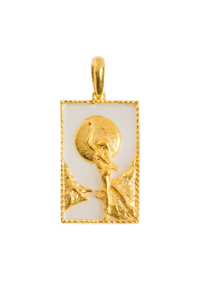 Rectangle Woman and Moon Pendant, Main, color, Gold