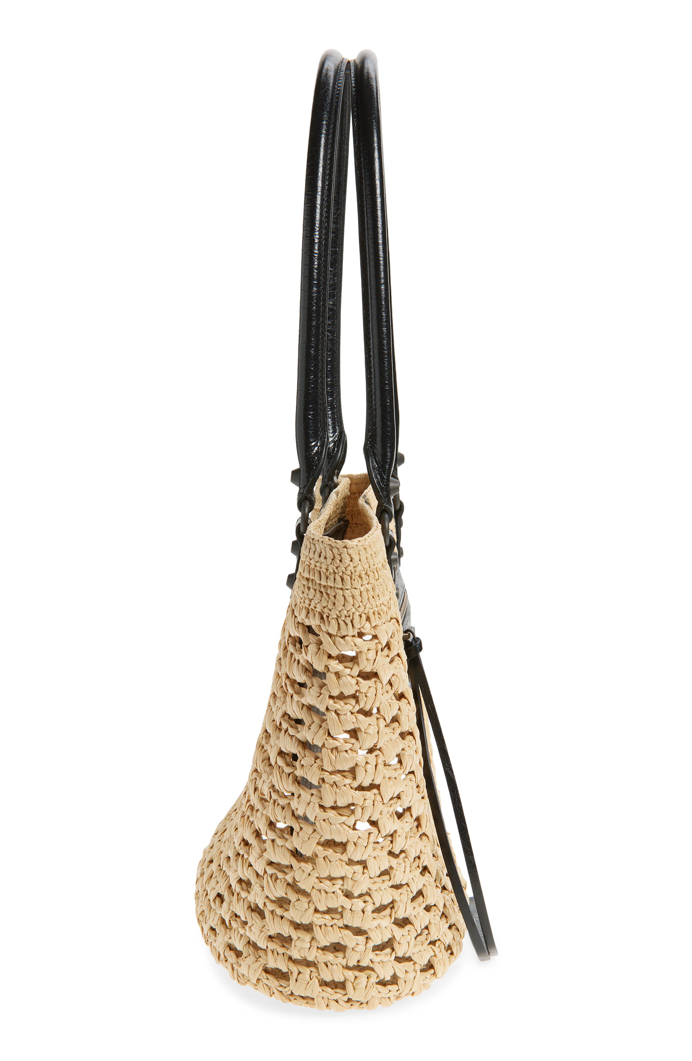 Balenciaga Medium Le City Basket Shoulder Bag, Alternate, color, Natural/ Black