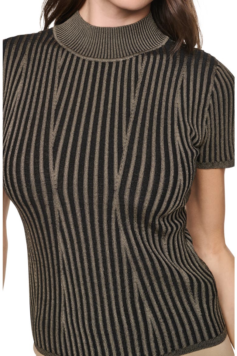 Mock Neck Knit Top, Alternate, color, TRAVERTINE/ BLACK
