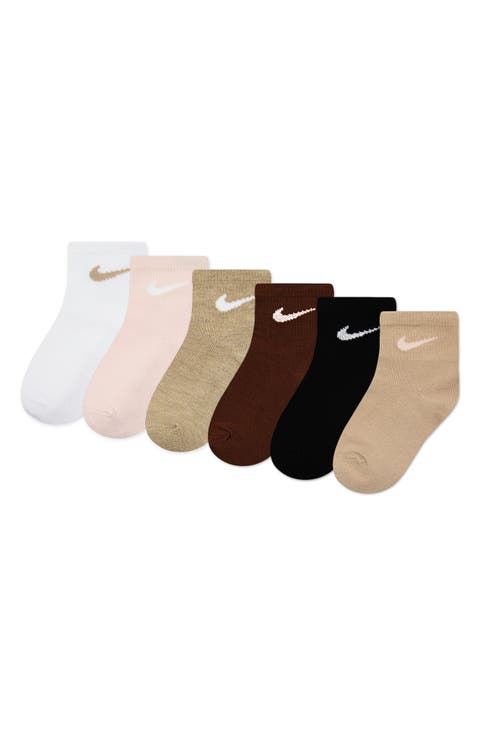 Kids' Metallic 6-Pack Swoosh Quarter Socks (Big Kid)